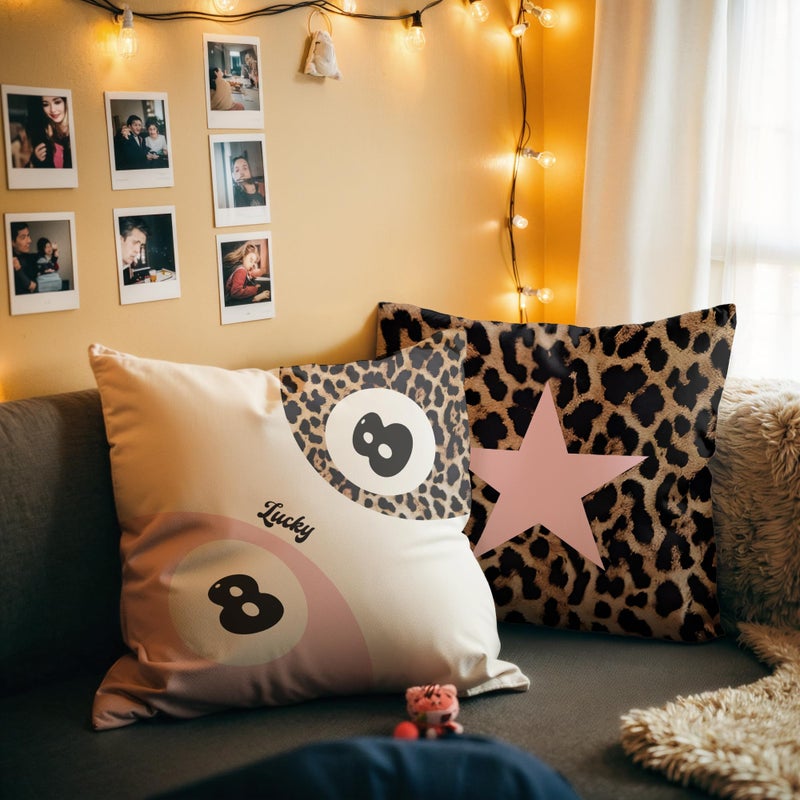 GTYNU Trendy Funky Cheetah Pink Y2K Luck 8 Ball Pillow Covers 18x18 Set of 2,Cheetah Leopard Lover Gifts for Women,Coquette Preppy Pillow Covers for Girls Room Dorm Apartment Decor - Image 2