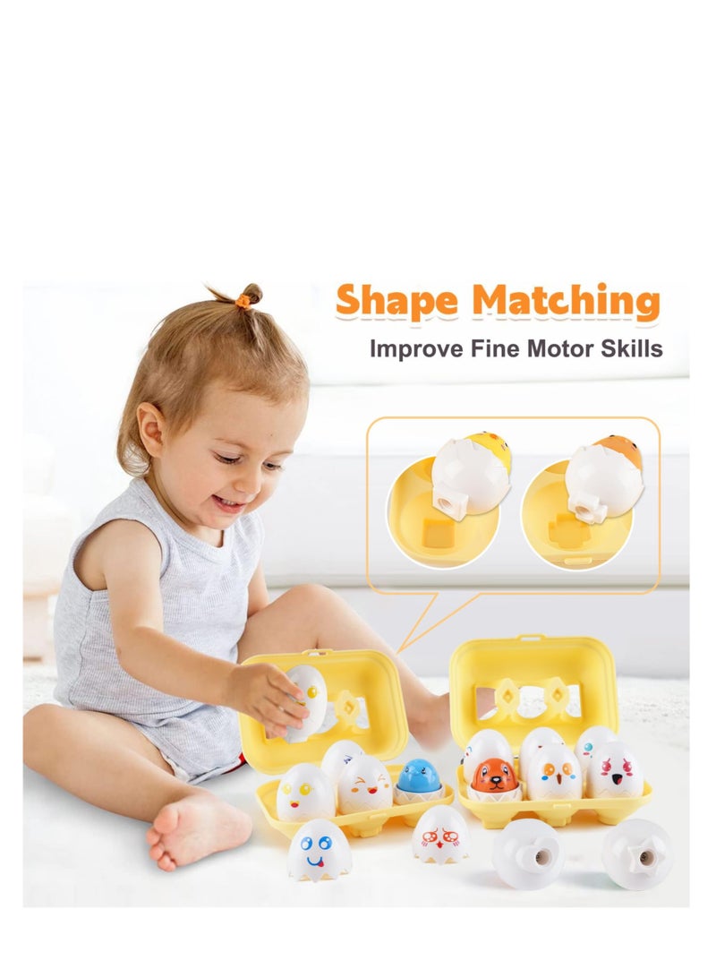 SOLARAE Matching Eggs, 2 Pcs Educational Montessori Color Shape Sorter Toys for Toddlers 1-3 Year Old,Matching Eggs Baby Toys 12-18 Months,One First Birthday Gifts Age 1-2 - Image 3