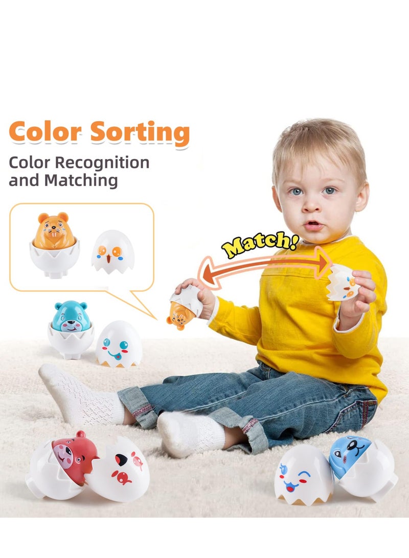 SOLARAE Matching Eggs, 2 Pcs Educational Montessori Color Shape Sorter Toys for Toddlers 1-3 Year Old,Matching Eggs Baby Toys 12-18 Months,One First Birthday Gifts Age 1-2 - Image 4