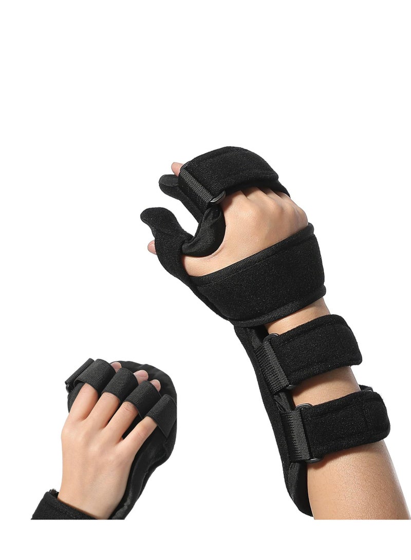 Stroke Resting Hand Splint Night Immobilizer Wrist Finger Brace for Flexion Contractures Functional 5 Finger Stabilizer Wrap for Muscle Atrophy Rehab Arthritis Pain Right - Image 1