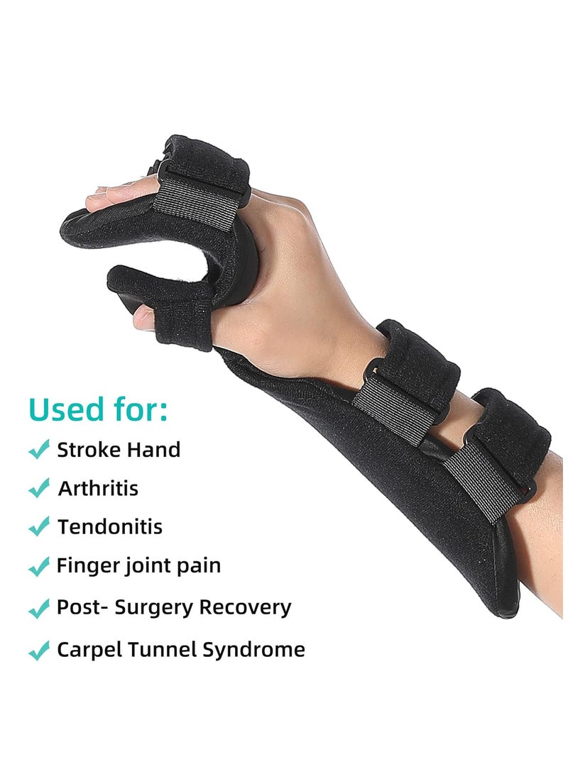 Stroke Resting Hand Splint Night Immobilizer Wrist Finger Brace for Flexion Contractures Functional 5 Finger Stabilizer Wrap for Muscle Atrophy Rehab Arthritis Pain Right - Image 2