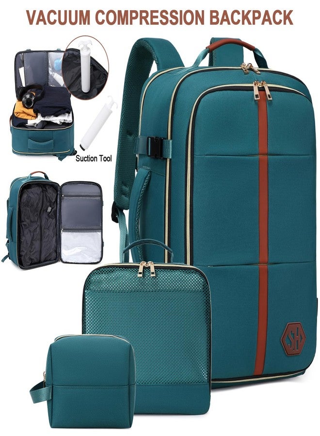 SHENHU 40L Travel Laptop Backpack for Women & Men, Airline Approved Carry On Luggage Overnight Bags, Waterproof Personal Item Bag, Weekender Essentials Backpacks Vacuum Backpack Dark Green - Image 3