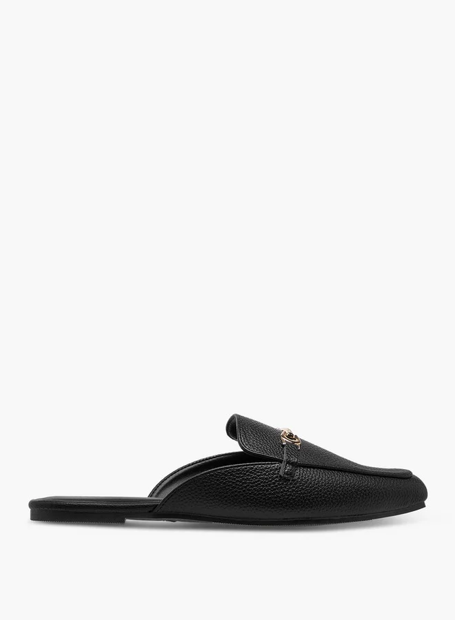 Flora Bella By Shoexpress Women Textured Slip-On Mules with Metal Accent