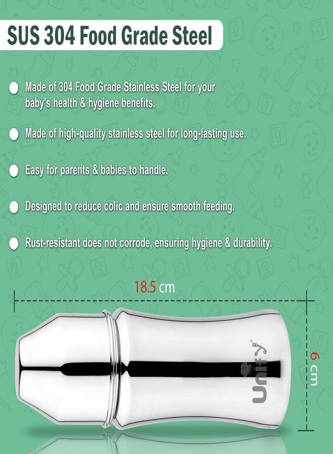 Unify Stainless Steel Baby Feeding Bottle (250 ML) | Flow Nipple Bottles |Sus 304 Grade Milk Drinking Bottle | BPA Free, Anti-Colic, Plastic-Free| Ideal for Newborns (Infant) & Toddlers (Pack of 1) - Image 3