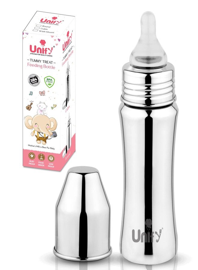 Unify Stainless Steel Baby Feeding Bottle (250 ML) | Flow Nipple Bottles |Sus 304 Grade Milk Drinking Bottle | BPA Free, Anti-Colic, Plastic-Free| Ideal for Newborns (Infant) & Toddlers (Pack of 1) - Image 1