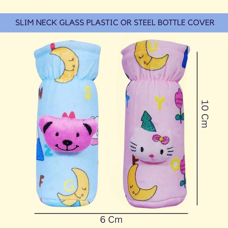 KIDS BASIC Soft & Durable Baby Feeding Bottle Cover with Easy to Hold Strap, Insulated Baby Milk Bottle Sleeve, Ideal for Travel & Daily Use, Sky Blue & Baby Pink, Pack of 2 - Image 2