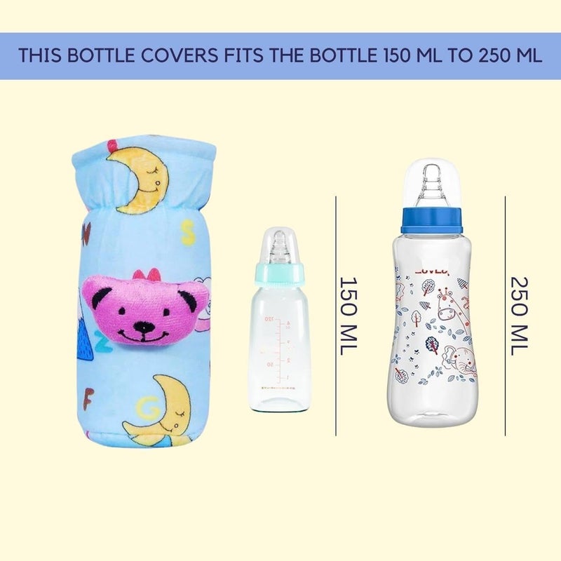 KIDS BASIC Soft & Durable Baby Feeding Bottle Cover with Easy to Hold Strap, Insulated Baby Milk Bottle Sleeve, Ideal for Travel & Daily Use, Sky Blue & Baby Pink, Pack of 2 - Image 3