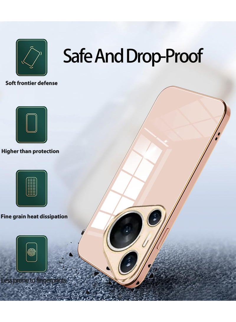 Compatible with Huawei Pura 80 Pro/Pura 80 Pro+ cover, smooth veneer gold plated chrome, pink Thin and smooth shock-proof full protection Huawei Pura 80 Pro/Pura 80 Pro+ case -pink - Image 5