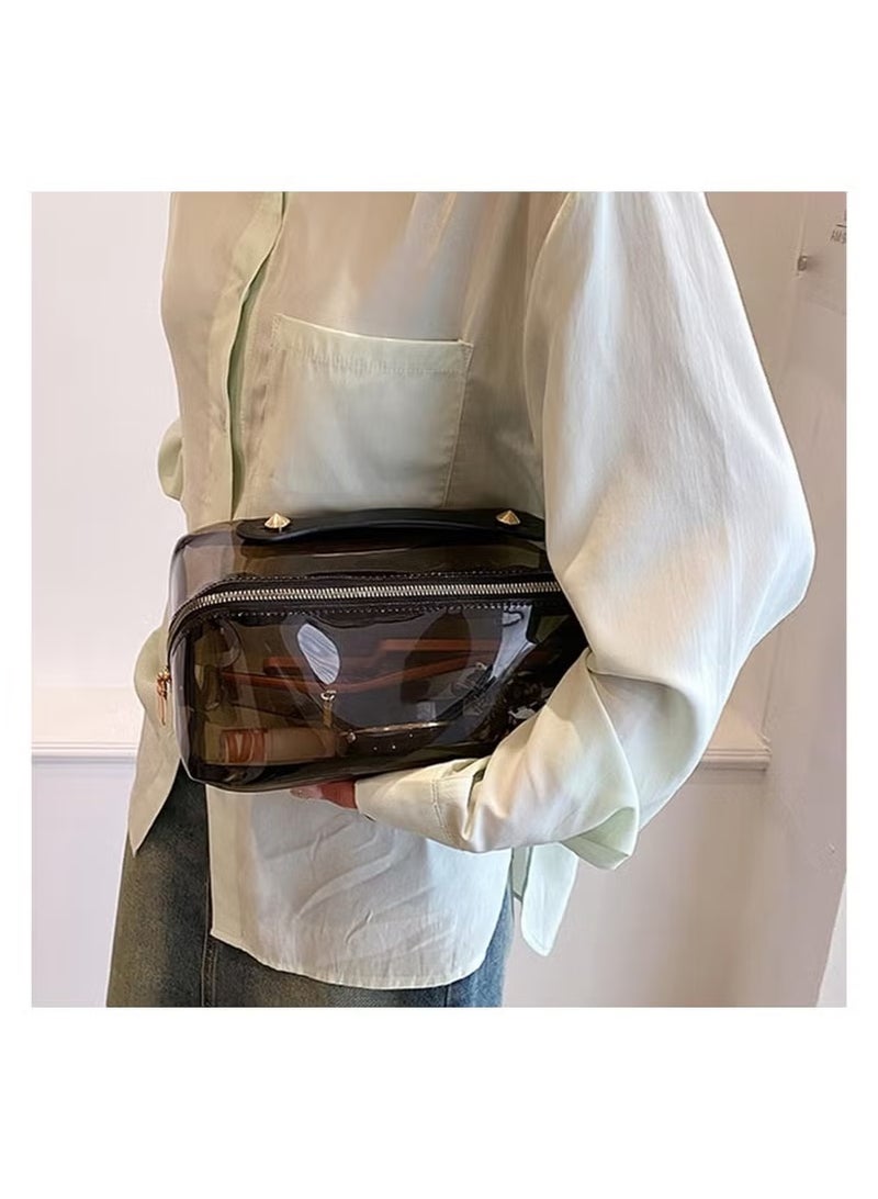 Clear Travel Bags for Toiletries, Transparent Tsa Cosmetic Bag, Lightweight Pvc Clear Pouch with Zipper Handle Portable, Travel Luggage Storage Bag for Women Girls  - Image 1