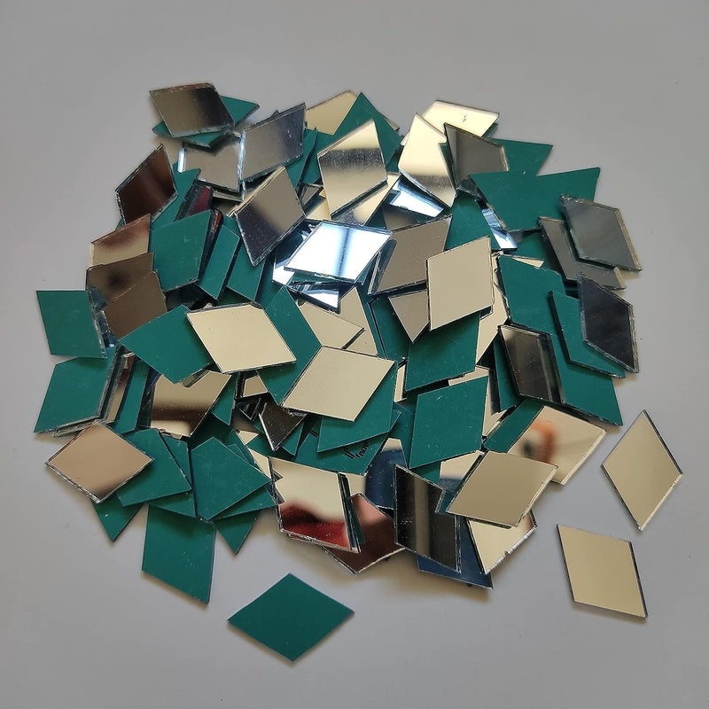 RUDRA NX RUDRA NX Diamond Shape Glass Mirror Kit Jewelry Making Lippan Art Work Embroidery Craft Work Mosaic Art Stone Mirror Beads Kids School Projects 200 Pcs 10 MM Diamond  - Image 2