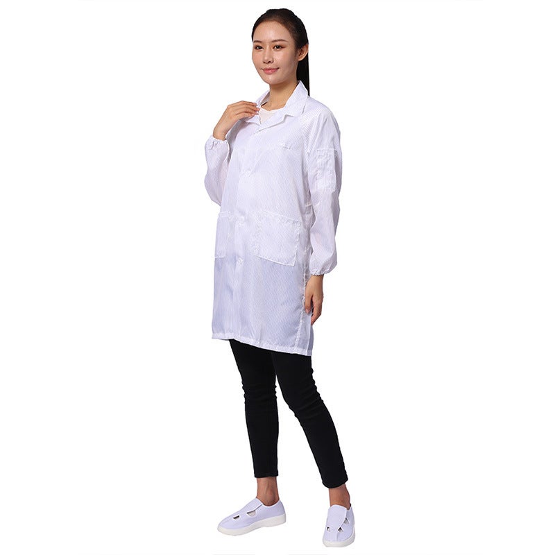 White Anti-Static Button Front Lab Coat - Image 5