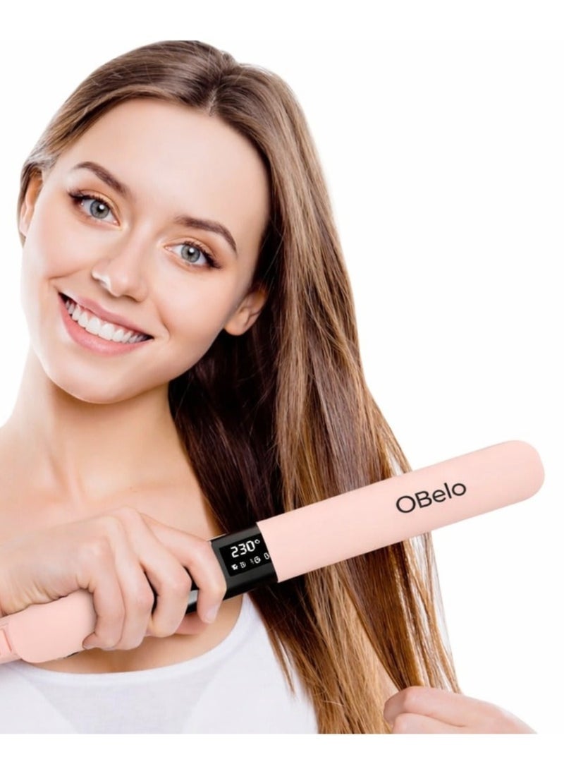 OBelo Ceramic Hair Straightener with Titanium Plates, Adjustable Temperature (300-450°F), 1-Inch Plate for All Hair Styles, 2-in-1 Hair Straightener & Curler (Pink) - Image 5