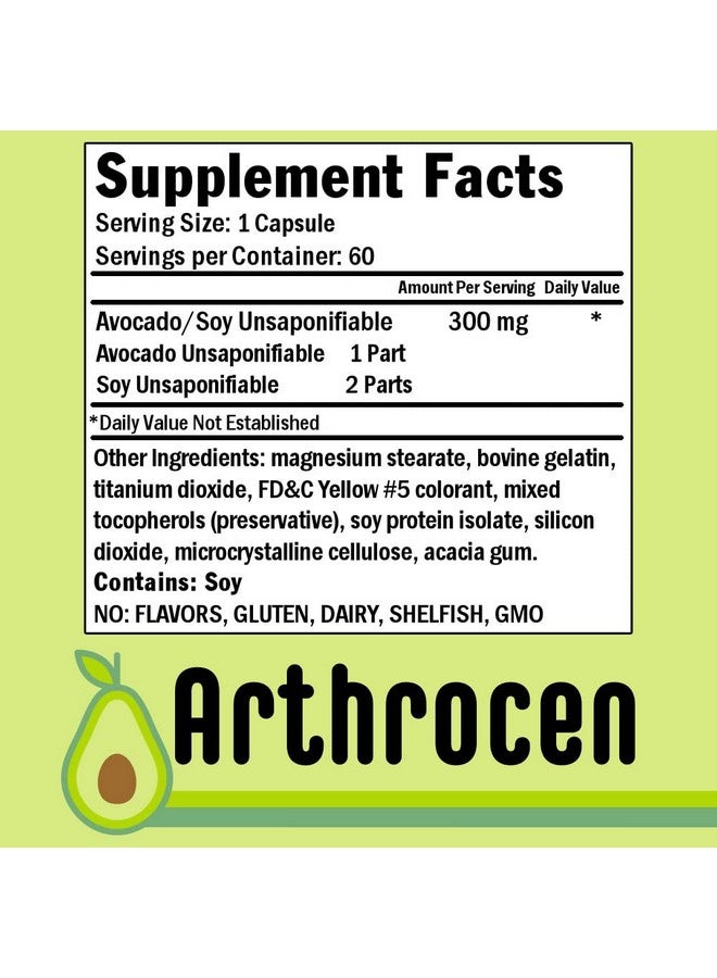 Arthrocen Joint Health Supplement, 300Mg Avocado Soy Unsaponifiable, Non-GMO, Dairy Free, Gluten Free & Shellfish Free, 60 Day Supply, One Capsule Per Day (2 Months)… - Image 4