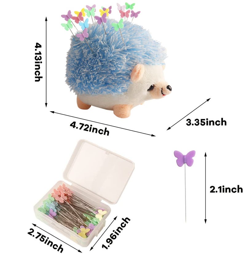 CICITOYWO Ciciliaya Hedgehog Shape Pin Cushion  Cute Pincushions Sewing Kit Lovely Needle Cushions Pins Holder Sewing Accessories Supplies With 100Pcs Colored Butterfly Pins For Quilting Diy Crafts Patchwork - Image 3