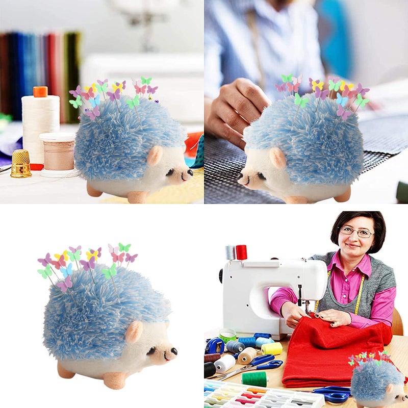 CICITOYWO Ciciliaya Hedgehog Shape Pin Cushion  Cute Pincushions Sewing Kit Lovely Needle Cushions Pins Holder Sewing Accessories Supplies With 100Pcs Colored Butterfly Pins For Quilting Diy Crafts Patchwork - Image 5