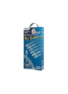 ريماكس كابل شحن سريع Rc-124 6 في 1 بطول 2 متر وقوة 2.4 أمبير - فضي  - Image 2