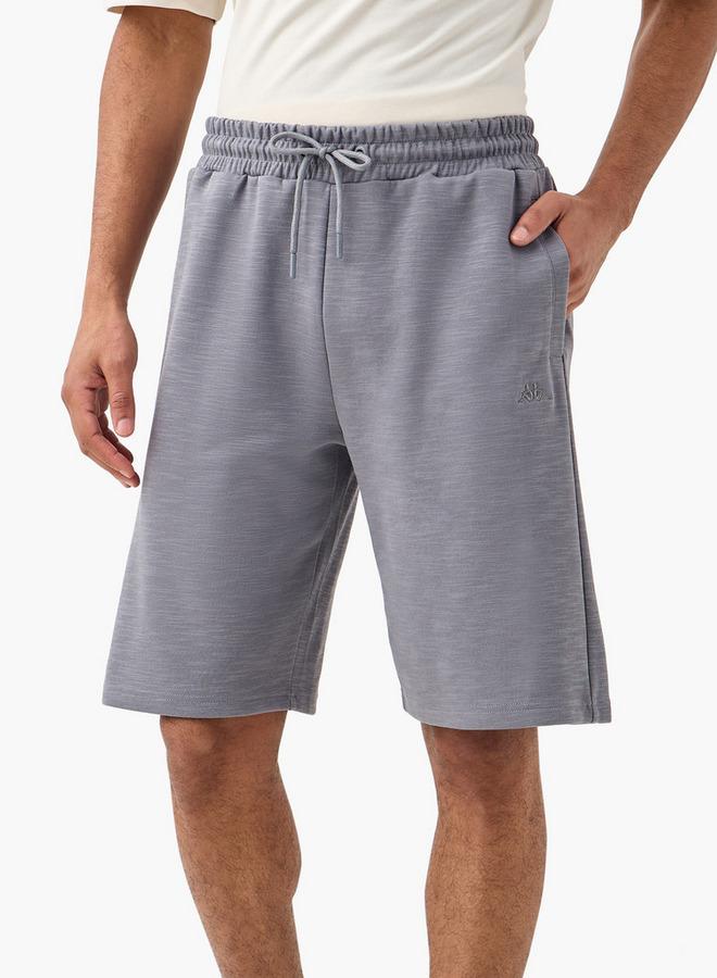 Kappa Logo Embroidered Shorts with Drawstring Closure and Pockets - Image 1