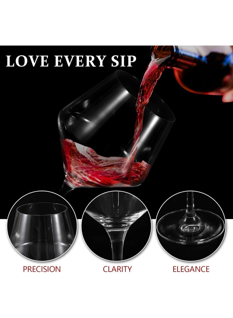 YOUWE7 Wine Glass 4-Piece Set, Large Crystal Wine Glass with Pourer Fresh Stopper, Durable Modern Exquisite Stem Glass, Suitable for Christmas, Transparent Fashion Exquisite Wine Glass - Image 5