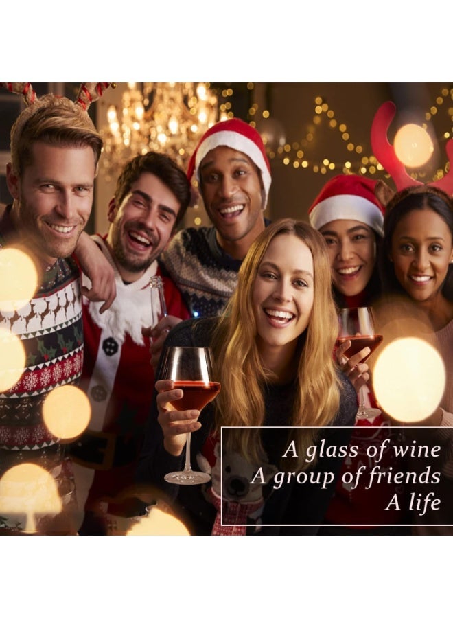 YOUWE7 Wine Glass 4-Piece Set, Large Crystal Wine Glass with Pourer Fresh Stopper, Durable Modern Exquisite Stem Glass, Suitable for Christmas, Transparent Fashion Exquisite Wine Glass - Image 2