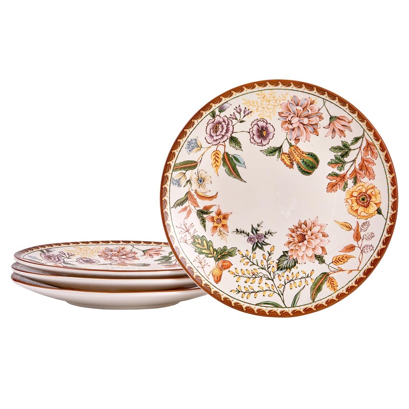 Bico Blooming Moment Dinner Plates Set of 4, 11 Inch Large Ceramic Plates for Pasta, Steak, Stylish Serving Dishes, Microwave and Dishwasher Safe, Gift for Housewarming and Thanksgiving - Image 1