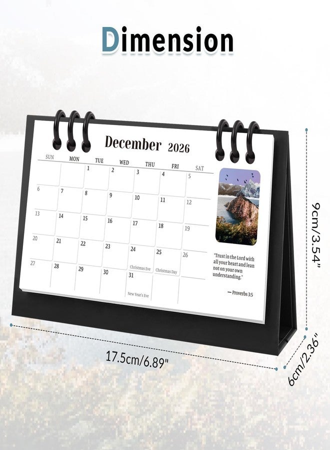 Zuozee Small Desk Calendar 2026-2027, Bible Mini Desk Calendar (From January 2026 to June 2027) Flip Desktop Standing Calendar, Monthly Planner Cute Calendar, School Home Office Supplies, 6.3" x 3.1" - Image 3