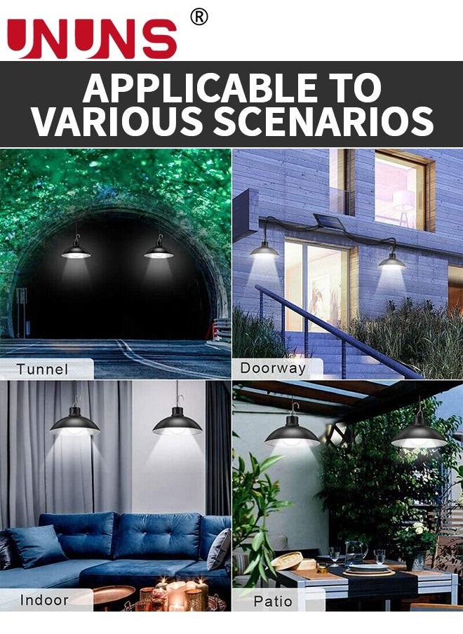 UNUNS - Solar Pendant Lights,Motion Sensor Dual Head Solar Pendant Light With Remote Control,Waterproof Shed Lights Indoor Outdoor Use,Solar Indoor Lights For Barn,Patio,Coop,Garage - Image 1