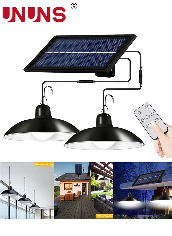 UNUNS - Solar Pendant Lights,Motion Sensor Dual Head Solar Pendant Light With Remote Control,Waterproof Shed Lights Indoor Outdoor Use,Solar Indoor Lights For Barn,Patio,Coop,Garage - Image 1