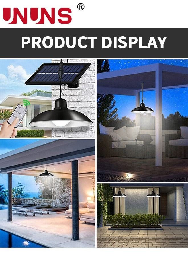 UNUNS - Solar Pendant Lights,Motion Sensor Dual Head Solar Pendant Light With Remote Control,Waterproof Shed Lights Indoor Outdoor Use,Solar Indoor Lights For Barn,Patio,Coop,Garage - Image 1