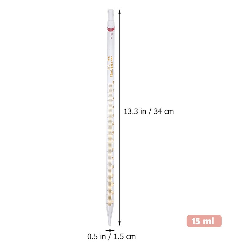 20pcs 15ml Graduated Glass Droppers Straight-tip Measurement Pipettes Laboratory Scale Dropper Tool for Fluid Handling and Scientific Use Random Color - Image 2