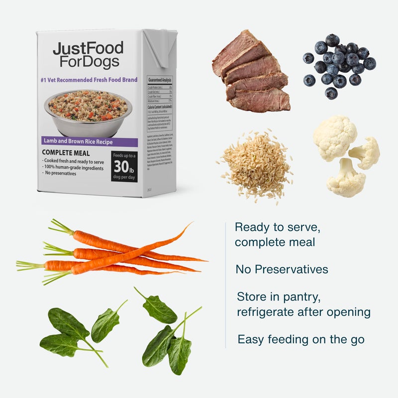 JustFoodForDogs Pantry Fresh Wet Dog Food, Complete Meal or Dog Food Topper, Lamb & Brown Rice Human Grade Dog Food Recipe - 12.5 oz (Pack of 6) - Image 2