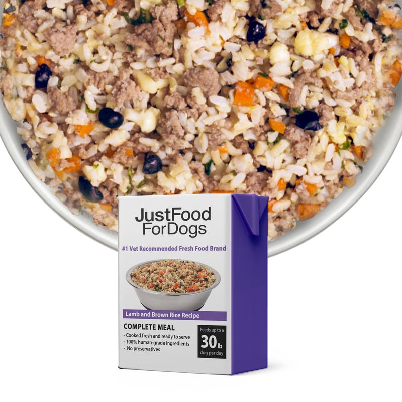 JustFoodForDogs Pantry Fresh Wet Dog Food, Complete Meal or Dog Food Topper, Lamb & Brown Rice Human Grade Dog Food Recipe - 12.5 oz (Pack of 6) - Image 1