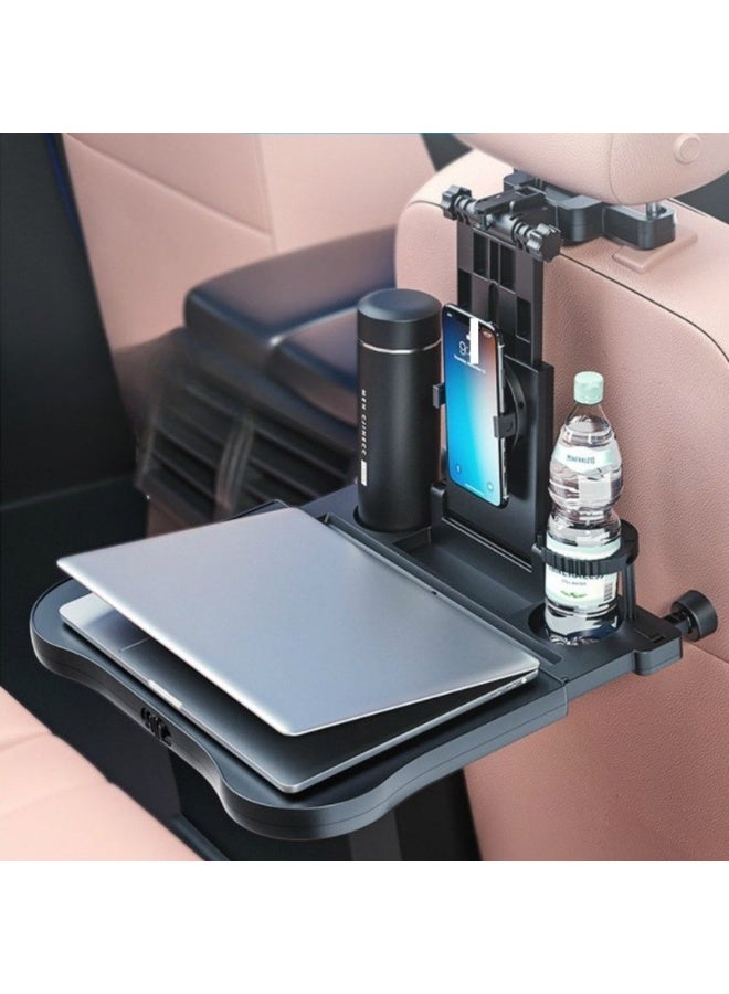 McDou Car Back Seat Tray Table, Foldable Seat Back Desk,Multifunctional Car Stand for Water Cup&Computer&Phone&Food Tray,Adjustable Travel Tray with Non-Slip Pad - Image 2