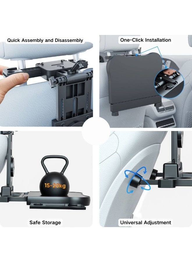 McDou Car Back Seat Tray Table, Foldable Seat Back Desk,Multifunctional Car Stand for Water Cup&Computer&Phone&Food Tray,Adjustable Travel Tray with Non-Slip Pad - Image 5