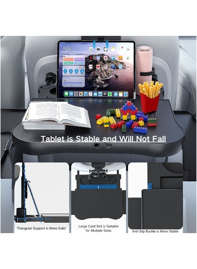 McDou Car Back Seat Tray Table, Foldable Seat Back Desk,Multifunctional Car Stand for Water Cup&Computer&Phone&Food Tray,Adjustable Travel Tray with Non-Slip Pad - Image 4