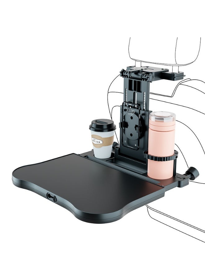McDou Car Back Seat Tray Table, Foldable Seat Back Desk,Multifunctional Car Stand for Water Cup&Computer&Phone&Food Tray,Adjustable Travel Tray with Non-Slip Pad - Image 1