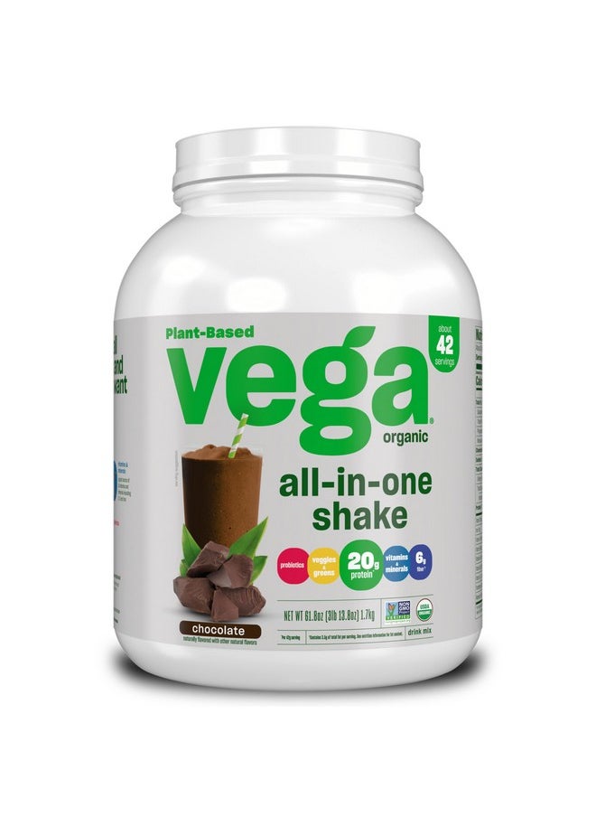 Vega Vega Organic All-In-One Vegan Protein Powder, Chocolate - Superfood Ingredients, Vitamins For Immunity Support, Keto Friendly, Pea Protein For Women & Men, 61.8 Oz (Packaging May Vary)  - Image 1