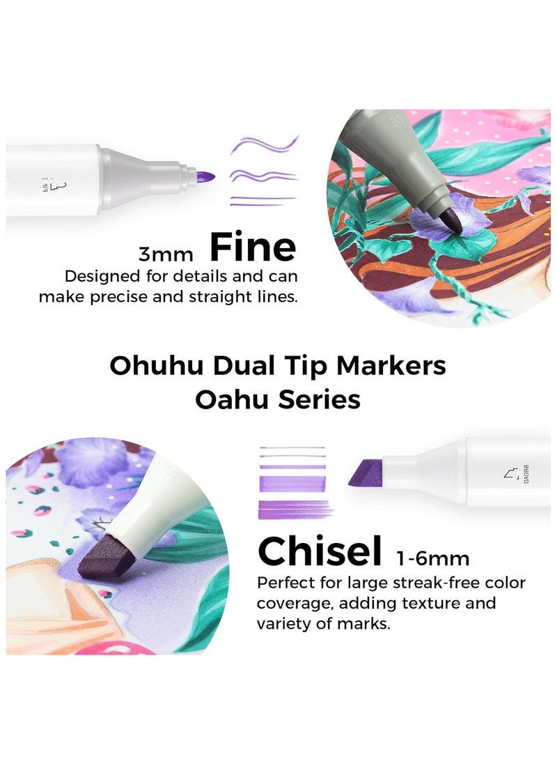 Ohuhu Markers - Double Tipped Art Marker Set for Artist Illustration -160 Colors- Chisel & Fine Dual Tips- Oahu of Ohuhu Markers - Refillable