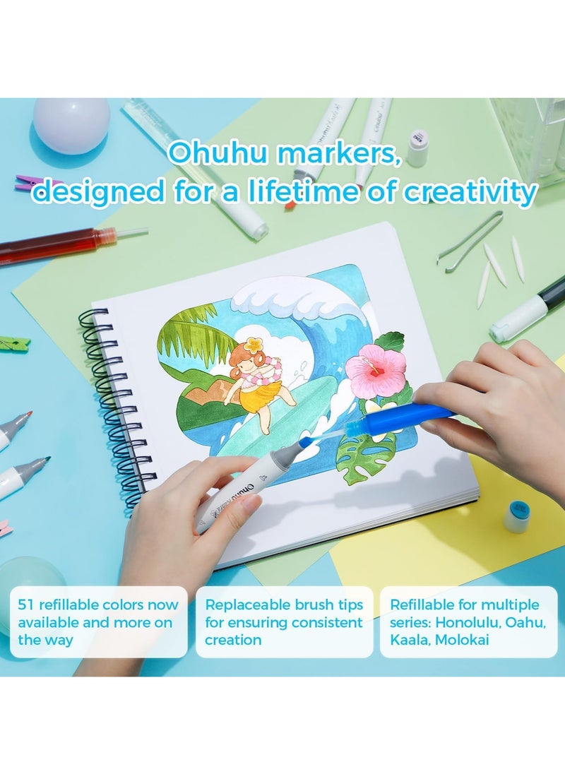 Ohuhu Markers - Double Tipped Art Marker Set for Artist Illustration -160 Colors- Chisel & Fine Dual Tips- Oahu of Ohuhu Markers - Refillable