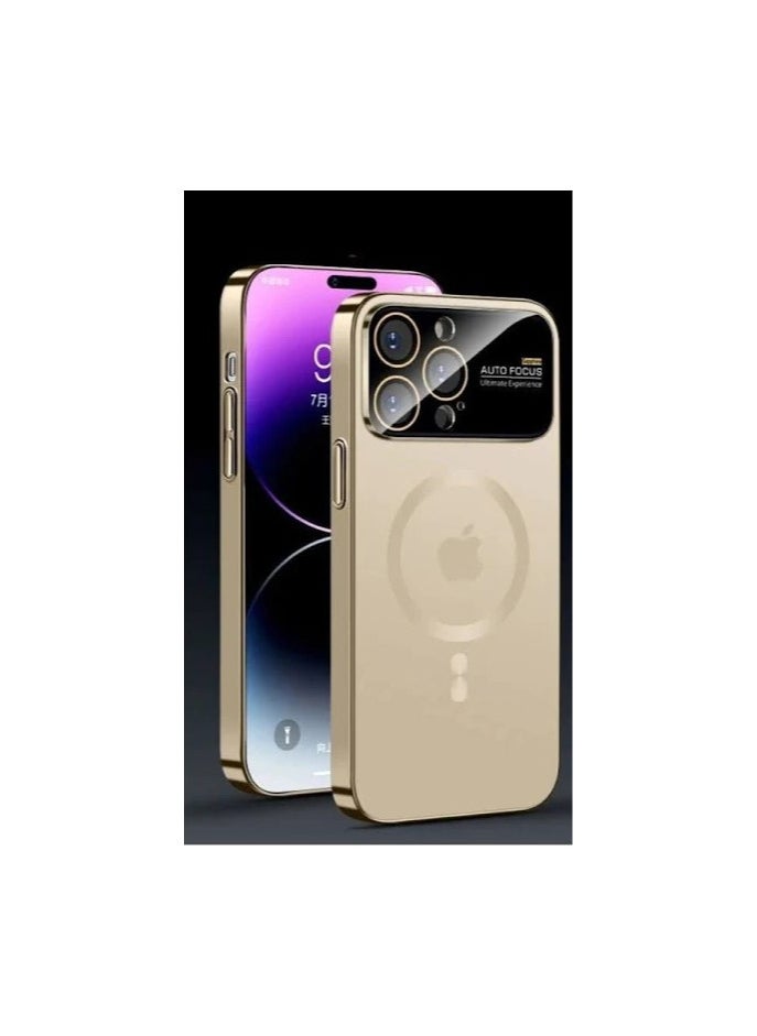 AUTO FOCUS - Auto Focus Magsafe cover with charge logo for iphone 15 pro max Champaign Gold - Image 1