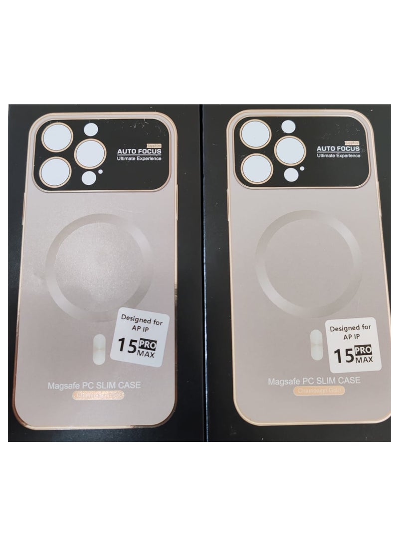 AUTO FOCUS - Auto Focus Magsafe cover with charge logo for iphone 15 pro max Champaign Gold - Image 1