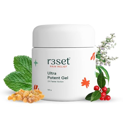 R3SET Ultra Potent Pain Relief Gel | Instant Relief from Frozen Shoulder, Rotator Cuff, Cervical & Post-Surgery Pain | 2x more Potent with Nanotechnology | Wintergreen, Boswellia (Shallaki), Nirgundi & Menthol - 100g - Image 1