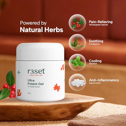 R3SET Ultra Potent Pain Relief Gel | Instant Relief from Frozen Shoulder, Rotator Cuff, Cervical & Post-Surgery Pain | 2x more Potent with Nanotechnology | Wintergreen, Boswellia (Shallaki), Nirgundi & Menthol - 100g - Image 2