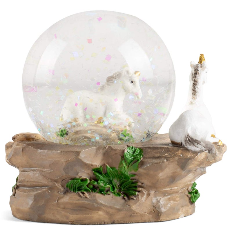 Elanze Designs Elanze Designs Pretty Unicorns Fairy Tale Fantasy Horse Figurine Mini 45MM Sturdy Polyresin Princess Daughter Girls Glitter Water Snow Globe Tabletop Decoration 