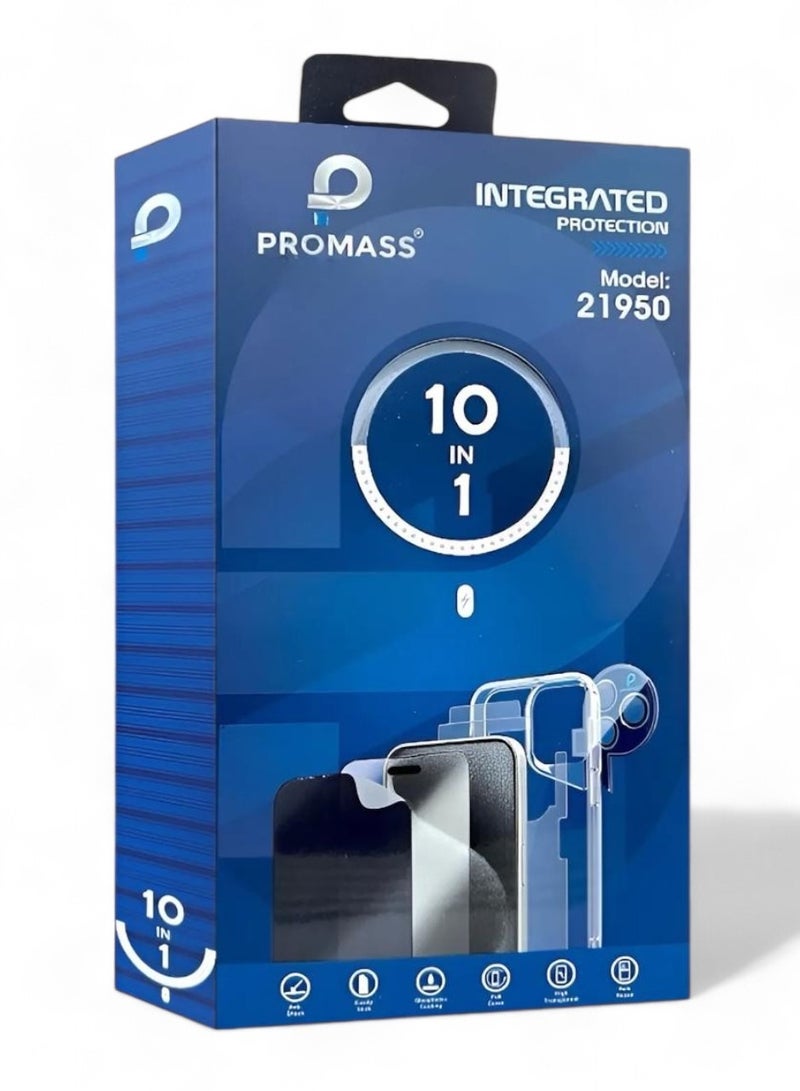 PROMASS The new integrated protection package for the iPhone 15 Pro Max. The package has a new look and complete protection for your phone with a case that supports MageSafe wireless charging from Promas (10in1) - Image 1