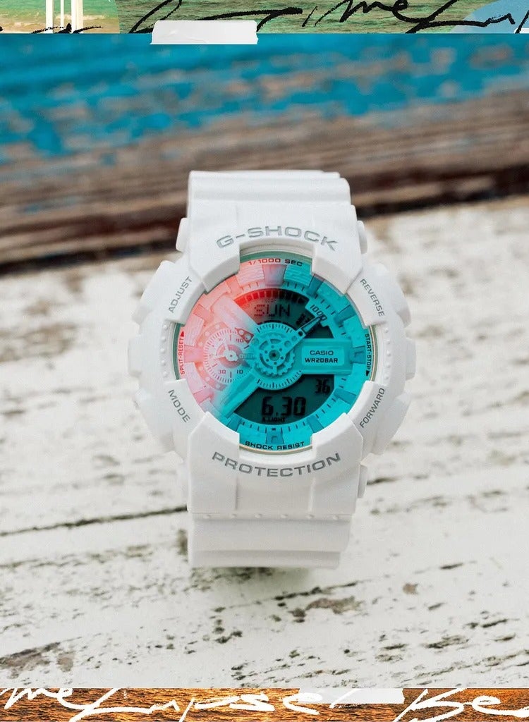 كاسيو جي شوك GA-110TL-7ADR بيتش تايم لابس سلسلة رقمية تناظرية سوار راتنج أبيض - Image 3