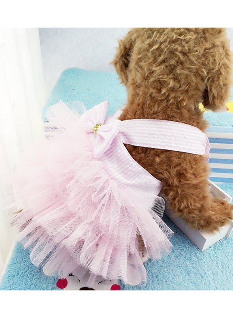 Green Tiger Dog Dresses, Fashion Pet Dog Clothes, Striped Mesh Puppy Dog Princess Dresses (Pink, X-Small) - Image 2