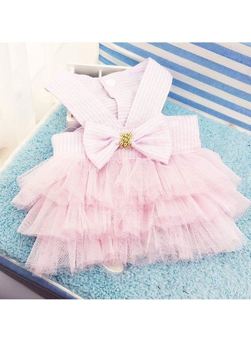 Green Tiger Dog Dresses, Fashion Pet Dog Clothes, Striped Mesh Puppy Dog Princess Dresses (Pink, X-Small) - Image 3
