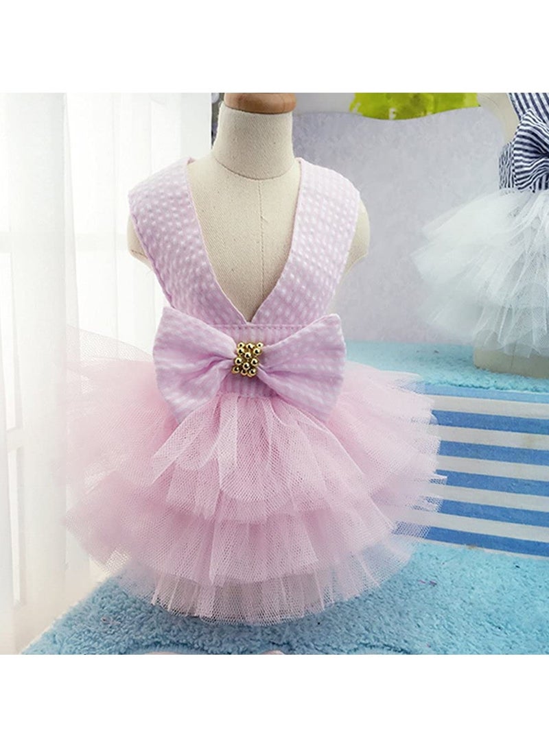 Green Tiger Dog Dresses, Fashion Pet Dog Clothes, Striped Mesh Puppy Dog Princess Dresses (Pink, X-Small) - Image 4