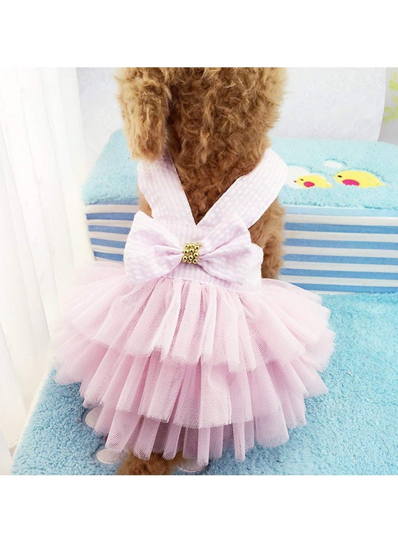 Green Tiger Dog Dresses, Fashion Pet Dog Clothes, Striped Mesh Puppy Dog Princess Dresses (Pink, X-Small) - Image 1