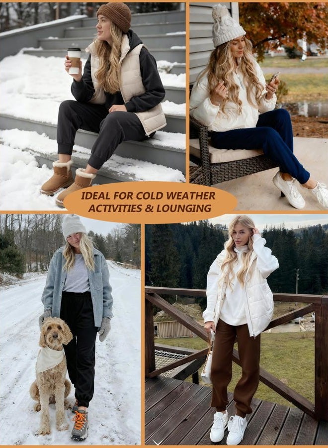 NEW YOUNG Women's Fleece Lined Joggers for Warmth High Waisted Thermal Sweatpants with Pockets for Cold Weather & Hiking - Image 5